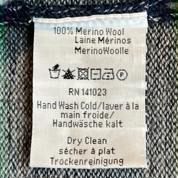 Neve quarter zip Mens Blue and White Size medium 100% Murano wool Sweater - Picture 9 of 12